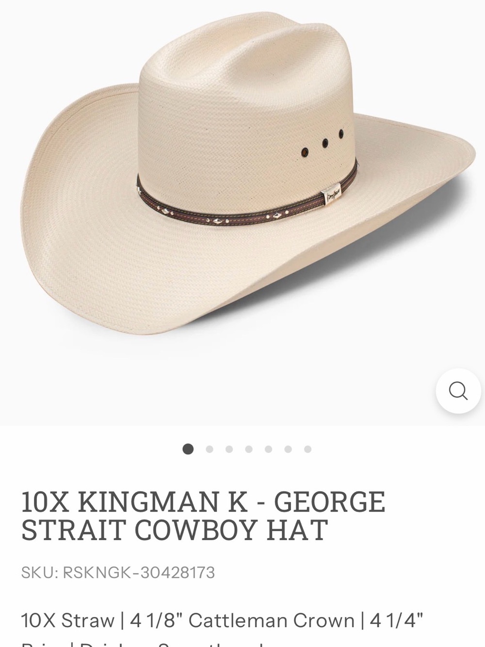 10X Kingman K George Strait Cowboy Hat - Natural Straw 7 3/8